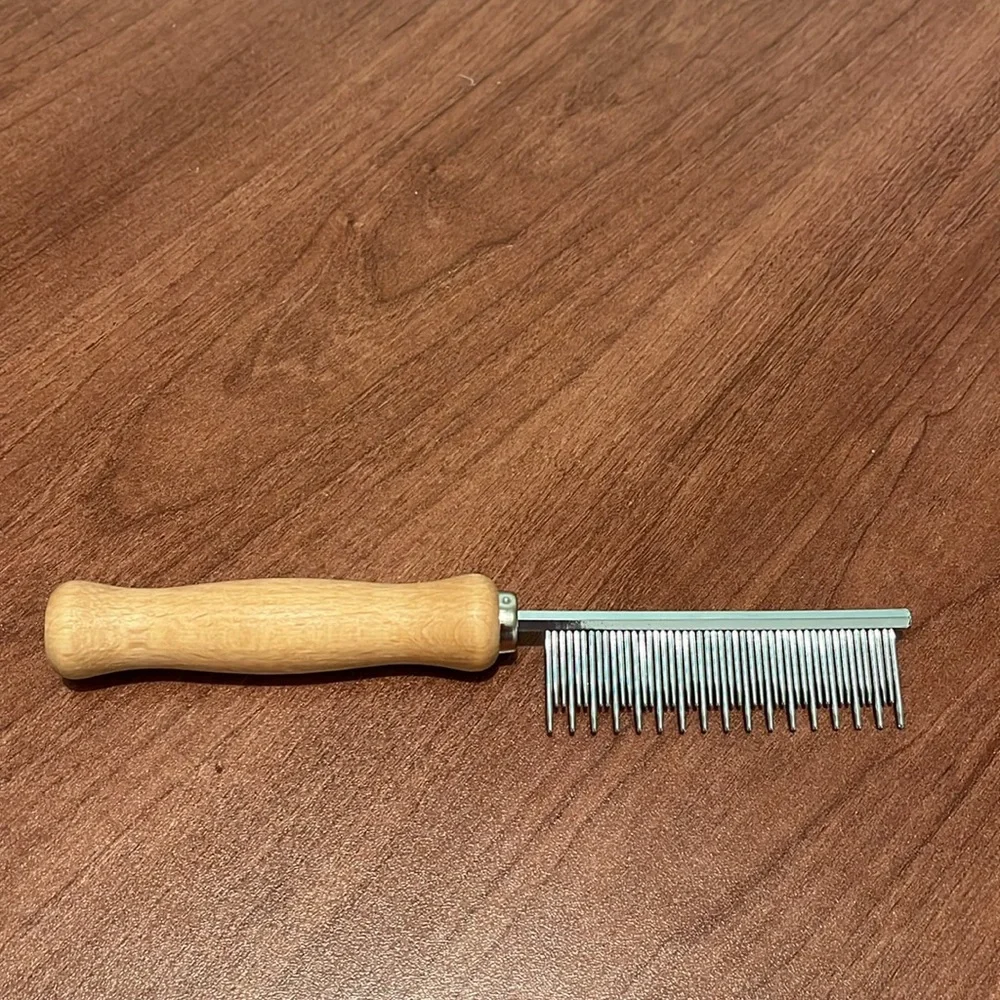 Cat Comb with Wooden Handle